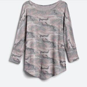 Market & Spruce Pink Camo Dolman Knit Top EUC Size M Super Soft